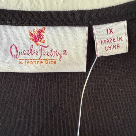 NEW! Quacker Factory Black Christmas Gingerbread & Candy Cane T-Shirt size 1X - Picture 2 of 10